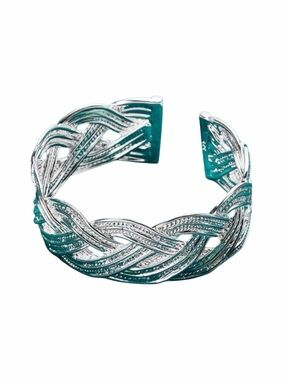 Sterling Silver Bohemian Chic Braided Adjustable Cuff Bracelet NWOT